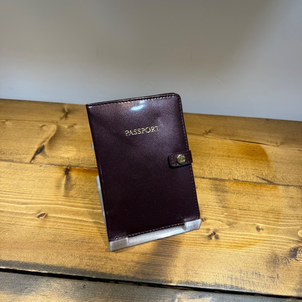 Victoria's Secret Passport Holder Travel Wallet Dark Purple Faux Leather